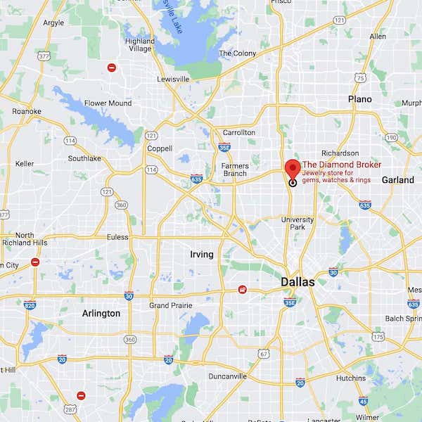 The Diamond Broker Dallas Location Map